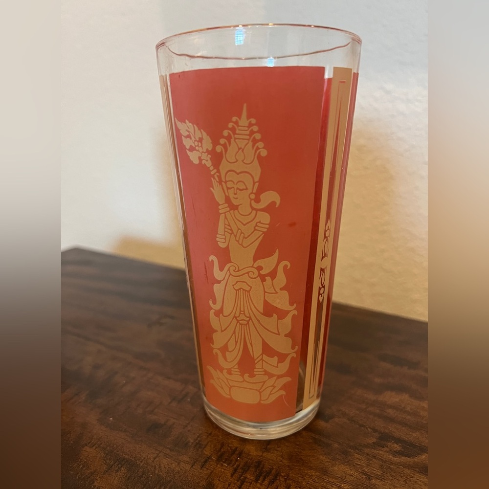 Vintage Culver “Thai Goddess” highball glass set from the 1960s